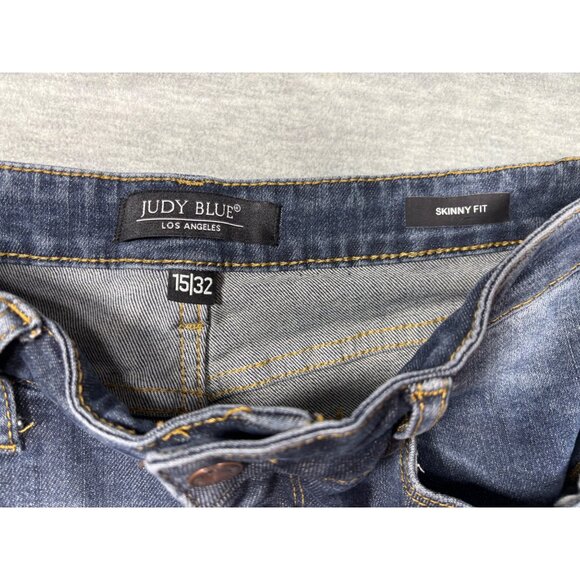 Judy Blue Jeans 15/32 Skinny Fit Distressed Hem Jeans Shark Bite - Picture 3 of 5